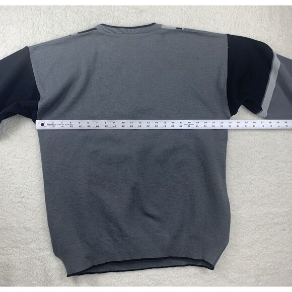 Gabicci Men's L Knit Sweater Wool Blend Suede Patch Geometric Italy - Picture 10 of 12